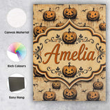 Personalised Name Grungy Halloween Pumpkins Custom  Bespoke Interior Contemporary Canvas Wall Art Print Decor Picture Ready to Hang