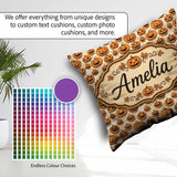 Custom Name Classic Halloween Faces on Light Background Seamless Square Filled Cushion Throw Pillow Sofa Bed Home Decor Zip Washable UK Made