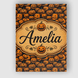 Personalised Name Dense Halloween Pumpkin Custom  Unique Gift Idea Elegant Feature Canvas Wall Art Print Decor Picture Ready to Hang