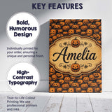 Personalised Name Dense Halloween Pumpkin Custom  Unique Gift Idea Elegant Feature Canvas Wall Art Print Decor Picture Ready to Hang