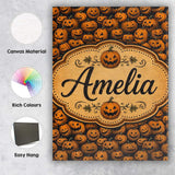 Personalised Name Dense Halloween Pumpkin Custom  Unique Gift Idea Elegant Feature Canvas Wall Art Print Decor Picture Ready to Hang