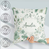 Custom Name Watercolor Green Rainbow Pattern Background Seamless Square Filled Cushion Throw Pillow Sofa Bed Home Decor Zip Washable UK Made