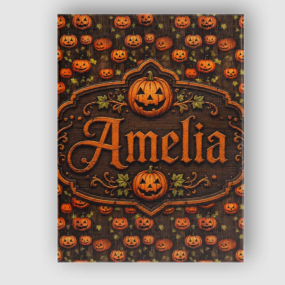 Personalised Name Hanging Pumpkin and Custom Modern Room Accent Creative Decorator Style Canvas Wall Art Print Decor Picture Ready to Hang