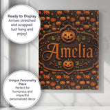 Personalised Name Hanging Pumpkin and Custom Modern Room Accent Creative Decorator Style Canvas Wall Art Print Decor Picture Ready to Hang