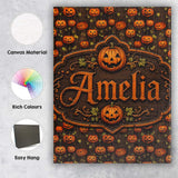 Personalised Name Hanging Pumpkin and Custom Modern Room Accent Creative Decorator Style Canvas Wall Art Print Decor Picture Ready to Hang
