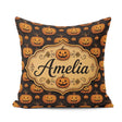 Custom Name Ornate Pumpkin Motif with Swirls on Black Background Square Filled Cushion Throw Pillow Sofa Bed Home Decor Zip Washable UK Made