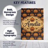 Personalised Name Ornate Halloween Pumpkin Custom  Unique Gift Idea Elegant Feature Canvas Wall Art Print Decor Picture Ready to Hang