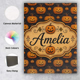 Personalised Name Ornate Halloween Pumpkin Custom  Unique Gift Idea Elegant Feature Canvas Wall Art Print Decor Picture Ready to Hang