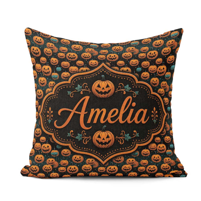 Custom Name Hanging with Teal Accents on Dark Striped Background Square Filled Cushion Throw Pillow Sofa Bed Home Decor Zip Washable UK Made