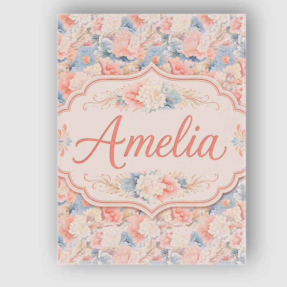 Personalised Name Soft Pastel Floral Garden Custom  Bespoke Interior Contemporary Canvas Wall Art Print Decor Picture Ready to Hang