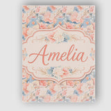 Personalised Name Soft Pastel Floral Garden Custom  Bespoke Interior Contemporary Canvas Wall Art Print Decor Picture Ready to Hang