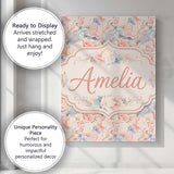 Personalised Name Soft Pastel Floral Garden Custom  Bespoke Interior Contemporary Canvas Wall Art Print Decor Picture Ready to Hang