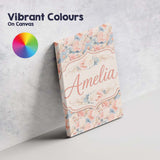 Personalised Name Soft Pastel Floral Garden Custom  Bespoke Interior Contemporary Canvas Wall Art Print Decor Picture Ready to Hang