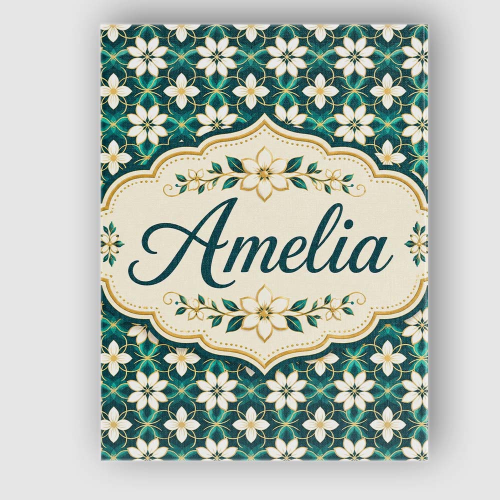 Personalised Name Elegant White Floral Custom  Unique Gift Idea Modern Room Accent Canvas Wall Art Print Decor Picture Ready to Hang