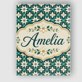 Personalised Name Elegant White Floral Custom  Unique Gift Idea Modern Room Accent Canvas Wall Art Print Decor Picture Ready to Hang