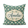 Custom Name Elegant White Floral Lattice on Geometric Background Square Filled Cushion Throw Pillow Sofa Bed Home Decor Zip Washable UK Made