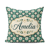 Custom Name Elegant White Floral Lattice on Geometric Background Square Filled Cushion Throw Pillow Sofa Bed Home Decor Zip Washable UK Made
