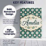 Personalised Name Elegant White Floral Custom  Unique Gift Idea Modern Room Accent Canvas Wall Art Print Decor Picture Ready to Hang
