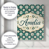 Personalised Name Elegant White Floral Custom  Unique Gift Idea Modern Room Accent Canvas Wall Art Print Decor Picture Ready to Hang