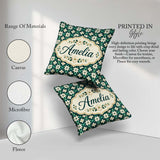 Custom Name Elegant White Floral Lattice on Geometric Background Square Filled Cushion Throw Pillow Sofa Bed Home Decor Zip Washable UK Made
