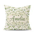 Custom Name Elegant White Blossom Floral Pattern on Soft Neutral Square Filled Cushion Throw Pillow Sofa Bed Home Decor Zip Washable UK Made