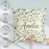 Custom Name Elegant White Blossom Floral Pattern on Soft Neutral Square Filled Cushion Throw Pillow Sofa Bed Home Decor Zip Washable UK Made