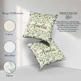 Custom Name Elegant White Blossom Floral Pattern on Soft Neutral Square Filled Cushion Throw Pillow Sofa Bed Home Decor Zip Washable UK Made