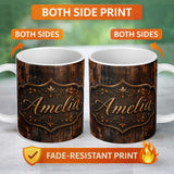 Personalized Custom Name Dark Industrial Rust Texture Seamless Pattern Grunge Metallic Lovely 11oz Ceramic Coffee Tea Mug White Large Handle