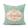 Custom Name Red Cartoon Style on Teal Background Seamless Marine Square Filled Cushion Throw Pillow Sofa Bed Home Decor Zip Washable UK Made