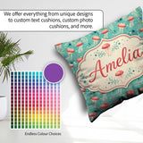 Custom Name Red Cartoon Style on Teal Background Seamless Marine Square Filled Cushion Throw Pillow Sofa Bed Home Decor Zip Washable UK Made