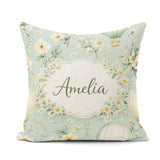 Custom Name Hot Air Balloon Floral Pattern Green Seamless Lovely Square Filled Cushion Throw Pillow Sofa Bed Home Decor Zip Washable UK Made