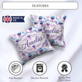 Custom Name Soft Pastel Jellyfish Floating Underwater Pattern on Square Filled Cushion Throw Pillow Sofa Bed Home Decor Zip Washable UK Made