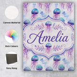 Personalised Name Soft Pastel Jellyfish Custom  Modern Room Accent Elegant Feature Canvas Wall Art Print Decor Picture Ready to Hang