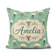 Custom Name Style Illustration on Muted Green Background Ocean Square Filled Cushion Throw Pillow Sofa Bed Home Decor Zip Washable UK Made