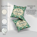 Custom Name Style Illustration on Muted Green Background Ocean Square Filled Cushion Throw Pillow Sofa Bed Home Decor Zip Washable UK Made
