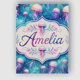 Personalised Name Dreamy Pink Jellyfish Custom  Modern Room Accent Elegant Feature Canvas Wall Art Print Decor Picture Ready to Hang
