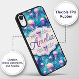 Dreamy Pink Jellyfish Floating in Turquoise Water Custom Name Protective Phone Case Mobile Cover Durable Everyday Smartphone Shock Resistant