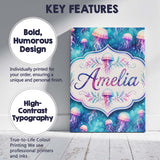 Personalised Name Dreamy Pink Jellyfish Custom  Modern Room Accent Elegant Feature Canvas Wall Art Print Decor Picture Ready to Hang