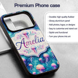Dreamy Pink Jellyfish Floating in Turquoise Water Custom Name Protective Phone Case Mobile Cover Durable Everyday Smartphone Shock Resistant