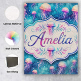 Personalised Name Dreamy Pink Jellyfish Custom  Modern Room Accent Elegant Feature Canvas Wall Art Print Decor Picture Ready to Hang