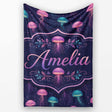 Jellyfish Floating on Deep Purple Ocean Background Marine Lovely  Personalised Custom Name Super Soft Fleece Blanket Bed Sofa Throw