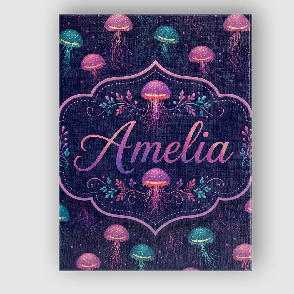 Personalised Name Jellyfish Floating on Custom  Modern Room Accent Elegant Feature Canvas Wall Art Print Decor Picture Ready to Hang