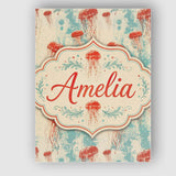 Personalised Name Red Jellyfish Illustration Custom Bespoke  Contemporary Display Canvas Wall Art Print Decor Picture Ready to Hang