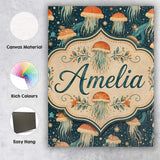 Personalised Name Jellyfish with Flowing Custom  Unique Gift Idea Elegant Feature Canvas Wall Art Print Decor Picture Ready to Hang