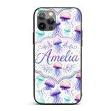 Soft Watercolor Jellyfish in Pastel Purple and Custom Name Protective Phone Case Mobile Cover Durable Everyday Smartphone Shock Resistant