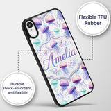 Soft Watercolor Jellyfish in Pastel Purple and Custom Name Protective Phone Case Mobile Cover Durable Everyday Smartphone Shock Resistant