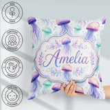 Custom Name Soft Watercolor in Pastel Purple and Seamless Marine Square Filled Cushion Throw Pillow Sofa Bed Home Decor Zip Washable UK Made