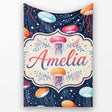 Colorful Cartoon Jellyfish on Dark Navy Background Seamless Fun  Personalised Custom Name Super Soft Fleece Blanket Bed Sofa Throw