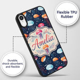 Colorful Cartoon Jellyfish on Dark Printed Design Custom Name Protective Phone Case Mobile Cover Durable Everyday Smartphone Shock Resistant