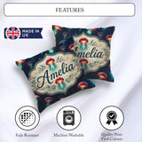 Custom Name Luminous Red Jellyfish Floating in Dark Ocean Marine Square Filled Cushion Throw Pillow Sofa Bed Home Decor Zip Washable UK Made